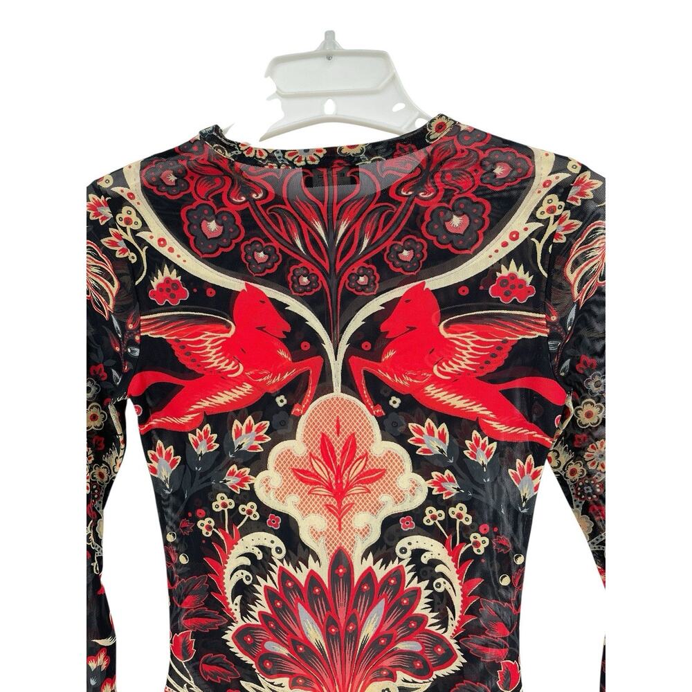 Etro Pegasus Floral Print Mesh Long Sleeve Top Size 40 US 4 - Picture 9 of 16